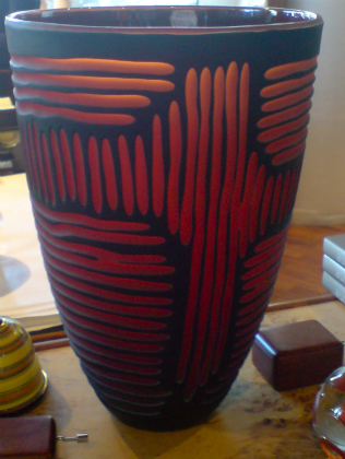 Blown glass with etching